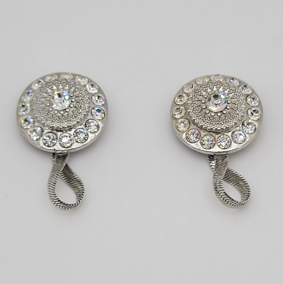 Magnetic Clip On Clear Rhinestone Earrings Or Shoe Accent Or Button Replacement - Picture 1 of 7